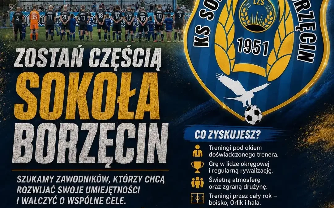 Klub Sokół Borzęcin zaprasza nowych zawodników do drużyny