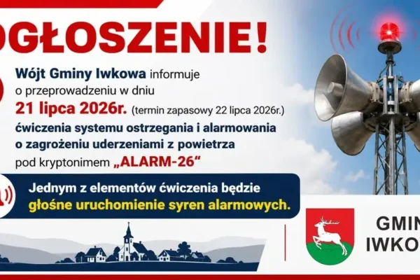 Ćwiczenia systemu alarmowego ALARM-26 w Gminie Iwkowa