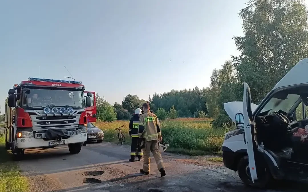 Pożar samochodu dostawczego w Borzęcinie Małym