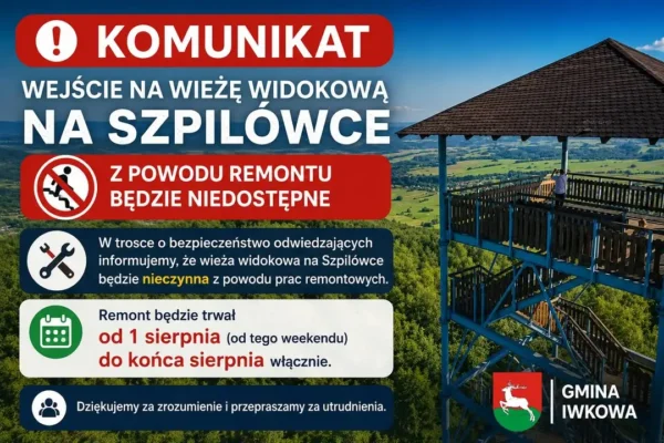 Wieża widokowa na Szpilówce zamknięta przez cały sierpień z powodu remontu