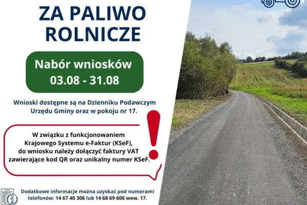 Rusza II nabór wniosków o zwrot akcyzy za paliwo rolnicze w Gminie Gnojnik