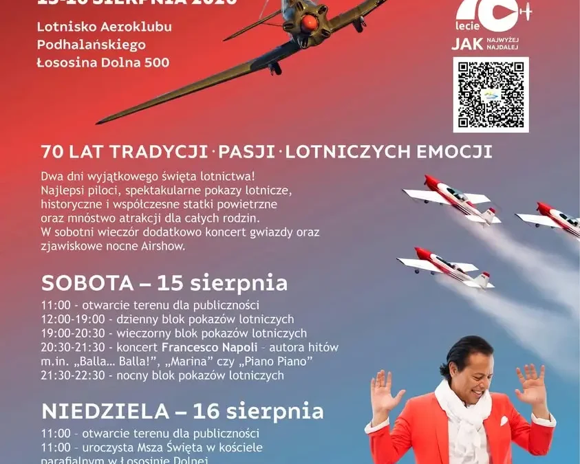 Łososina Airshow 2026: Święto lotnictwa z okazji 70-lecia Aeroklubu Podhalańskiego