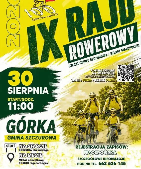 IX Rajd Rowerowy „100 kilometrów wolności” w Gminie Szczurowa – 30 sierpnia 2026