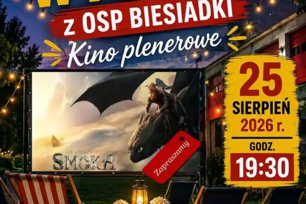 Kino plenerowe w Biesiadkach: „Jak wytresować smoka” na placu przy remizie OSP