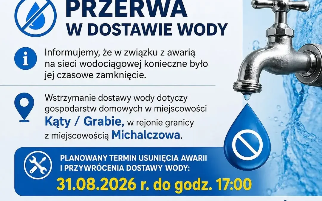Awaria wody w Kątach/Grabie – utrudnienia do poniedziałku