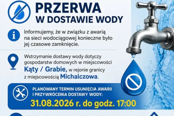 Awaria wody w Kątach/Grabie – utrudnienia do poniedziałku