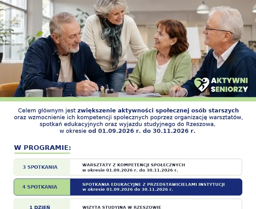 Rusza projekt „Aktywny Senior w Gminie Czchów” – zapisy dla osób 60+