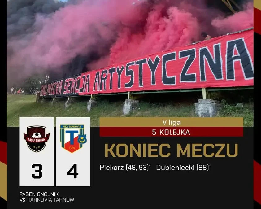 Pagen Gnojnik przegrywa z Tarnovią 3:4 po emocjonującym meczu