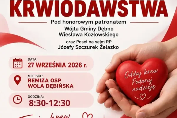 Akcja krwiodawstwa w Woli Dębińskiej – oddaj krew 27 września