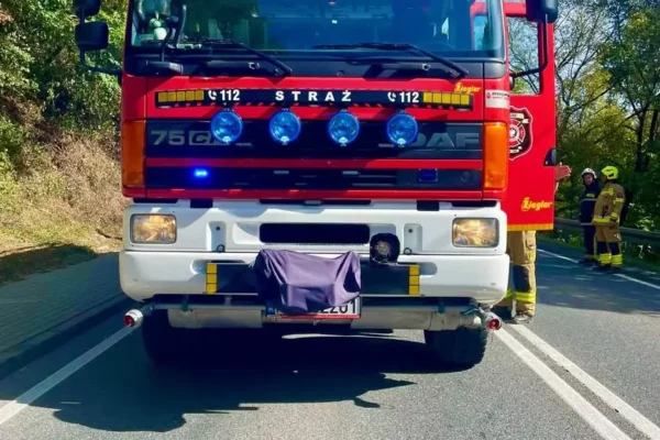 Poważny wypadek na DK-75 w Czchowie: spychacz uderzył w karetkę