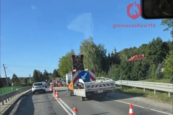 Utrudnienia na DK75 w Jurkow – ruch wahadłowy w kierunku Nowego Sącza
