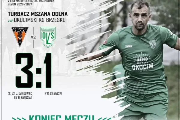 Turbacz Mszana Dolna górą w starciu z Okocimskim Brzesko. Trzy gole i komplet punktów