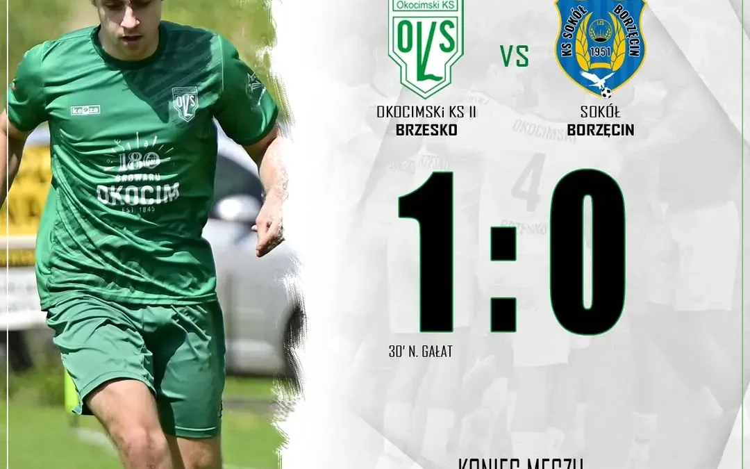 Okocimski II Brzesko wygrywa z Borzęcinem. Decydujący gol Nikodema Gałata