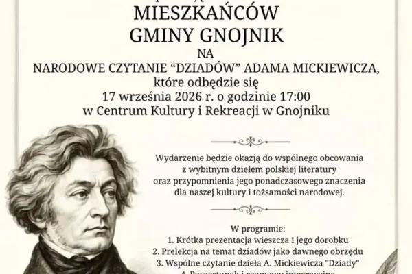 Narodowe Czytanie „Dziadów” w Gnojniku – zaproszenie na 17 września