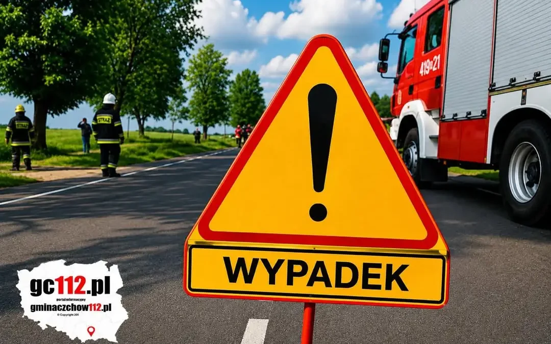 Iwkowa: wypadek zgłoszony przez e-call, na miejscu działa kilka zastępów straży pożarnej