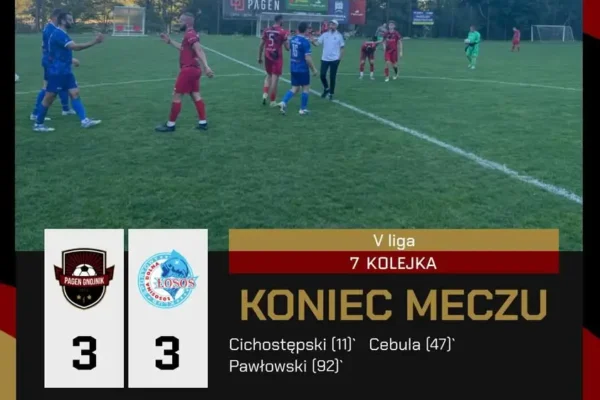 Pagen Gnojnik remisuje z Łososiem Łososina Dolna 3:3 po emocjonującej końcówce