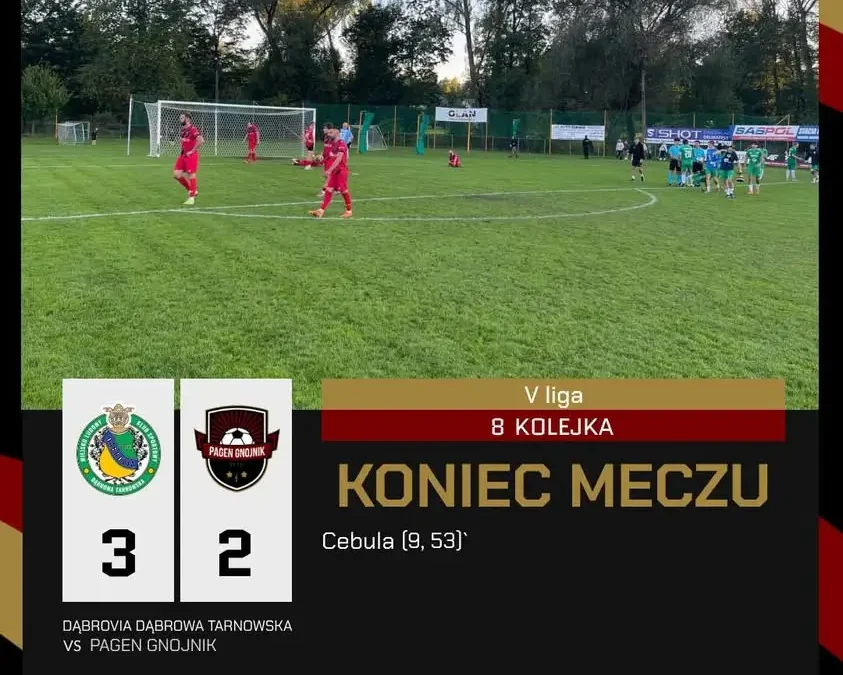 Dąbrovia Dąbrowa Tarnowska – Pagen Gnojnik 3:2. Dublet Cebuli nie wystarczył