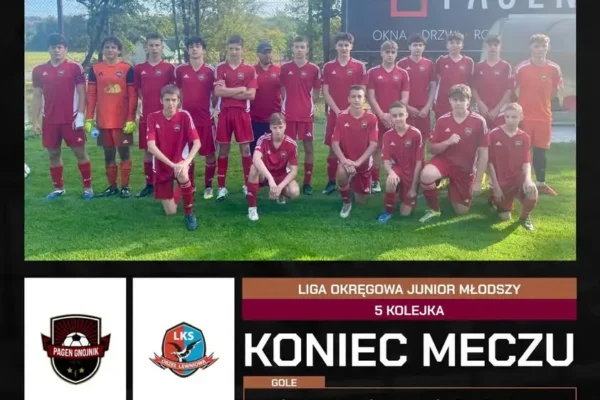 Pagen Gnojnik rozbił Orła Lewniowa 10:1 w meczu juniorów młodszych