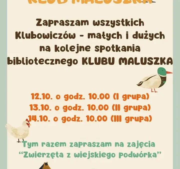 Biblioteka w Brzesku zaprasza dzieci na zajęcia o zwierzętach z wiejskiego podwórka