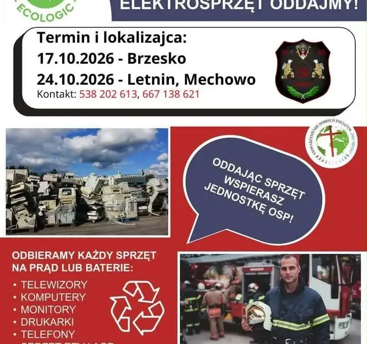 Strażacy z OSP Brzesko organizują zbiórkę elektrośmieci. Akcja już 17 października