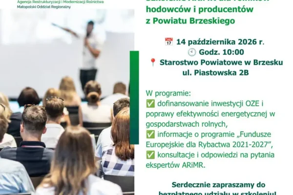 Szkolenie ARiMR w Brzesku: dofinansowanie OZE dla rolników już dziś