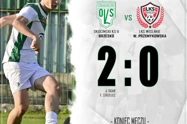 Okocimski II Brzesko pewnie wygrywa z Wiślanami Wola Przemykowska