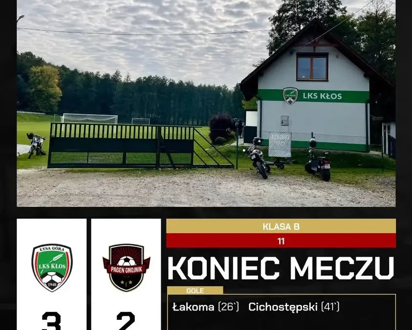 Kłos Łysa Góra nie do zatrzymania – 11. zwycięstwo z rzędu po thrillerze z Pagen II Gnojnik