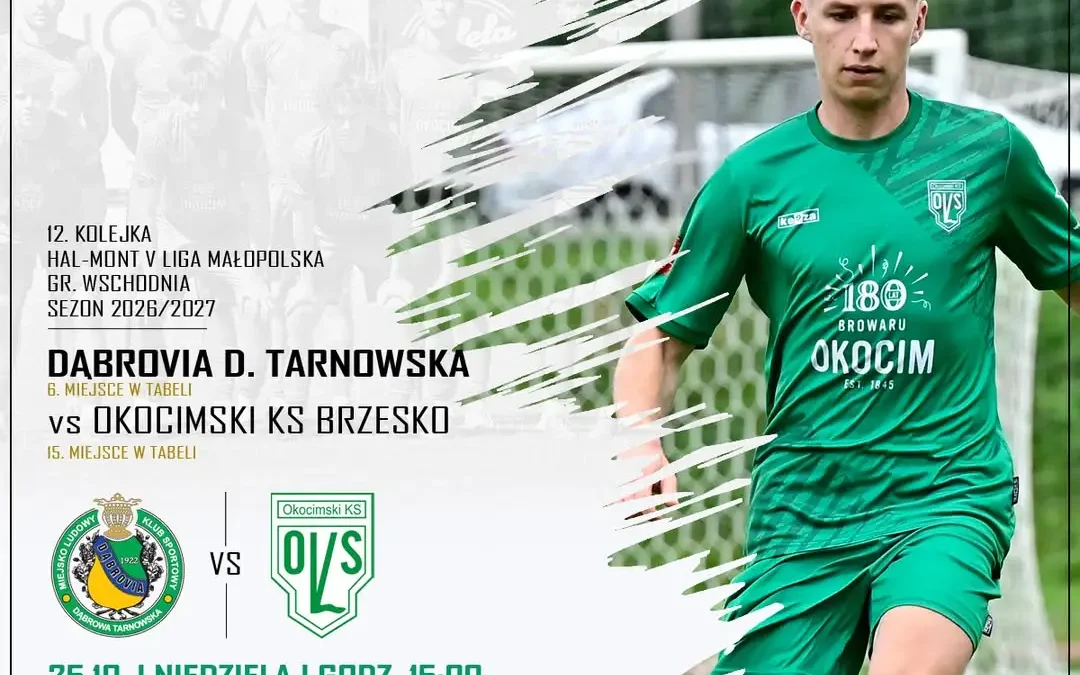 Okocimski Brzesko zagra na wyjeździe z Dąbrovią Dąbrowa Tarnowska w 12. kolejce