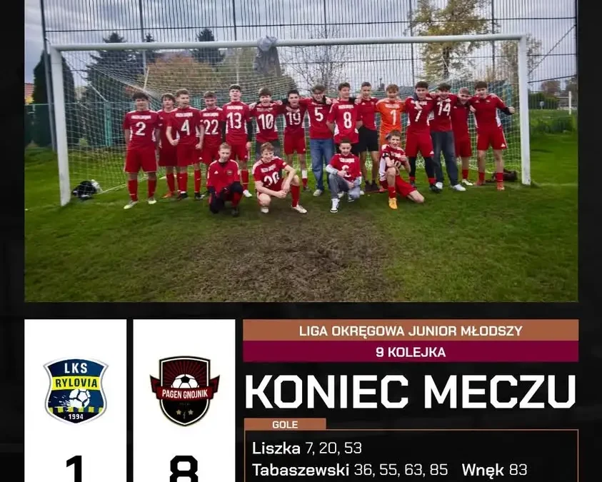 Pagen Gnojnik rozgromił Rylovię Rylowa 8:1 w meczu juniorów młodszych