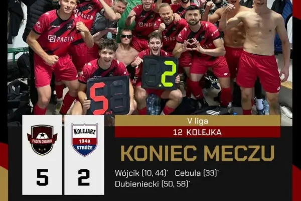 Pagen Gnojnik rozbił Kolejarza Stróże 5:2. Dubieniecki i Wójcik z dubletami