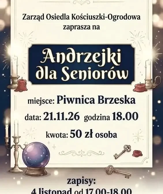 Andrzejki dla seniorów w Brzesku – zapisy już 4 listopada