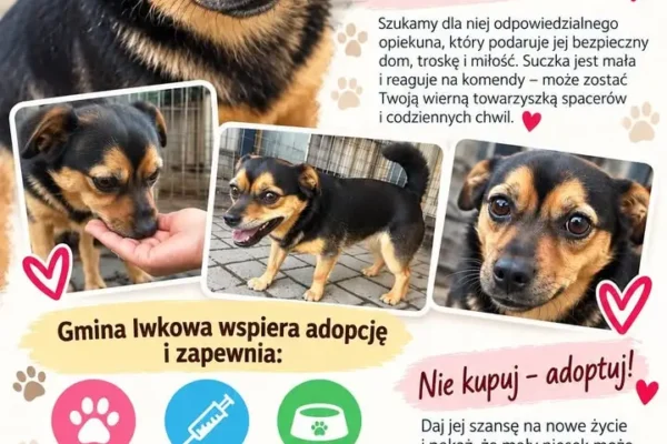 Gmina Iwkowa szuka domu dla małej suczki – adoptuj, nie kupuj!
